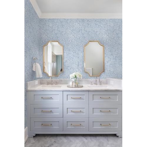 Safiyya Peel and Stick Wallpaper Blue and White Contact Paper 17.3" x 78.7" Polka Dots Wall Paper Modern Boho Removable Self Adhesive Wallpaper Vinyl Rolls