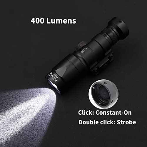Tactical Picatinny Flashlight M300A Mini Light LED Whitelight with Strobe Weapon Light with Pressure Switch Tactical Flashlight 400 Lumens, Black