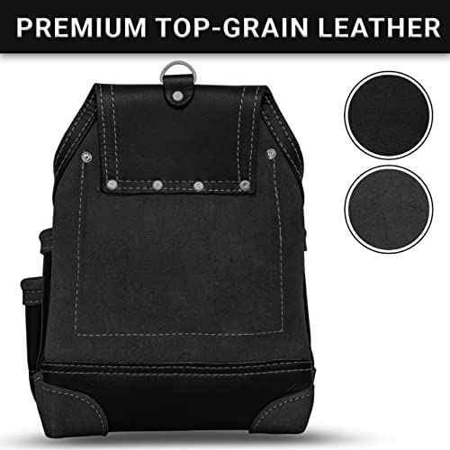 FUERI Leather Tool Pouches with Belt Clip Utility Bags Work Heavy Duty Belts Bag Pouch for Construction Carpenter Electrician Framer Men Women - 7 Pocket