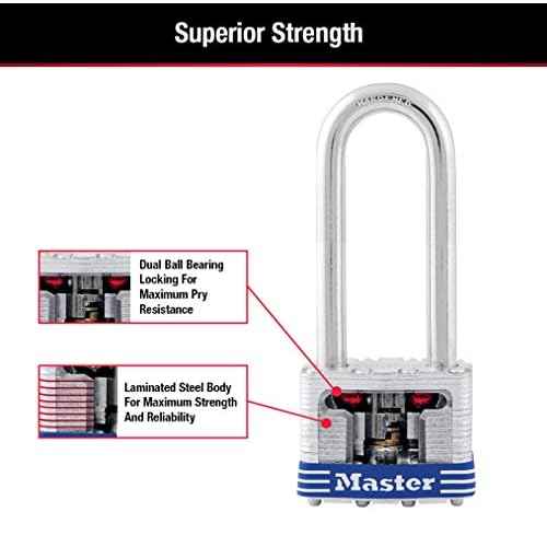 Master Lock Silver Outdoor Keyed-Alike Padlocks with Keys, Extra Long Shackle Lock for Gate, Fence, Shed, or Other Equipment, 3 Pack, 1TRILJ