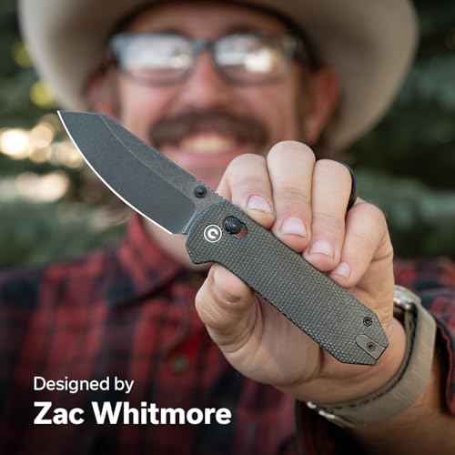 CIVIVI Yonder Folding Pocket Knife for EDC, Crossbar Lock Knife with 2.88" 14C28N Blade Micarta Handle, Lightweight Knife Gifts for Men Women Camping Hiking, Designed by Zac Whitmore C23073B-1