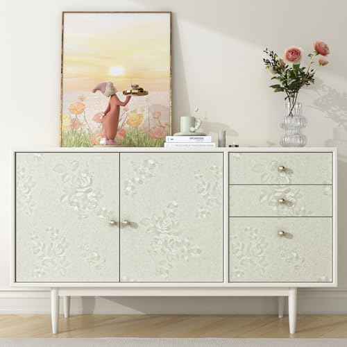FunStick Vintage Beige Floral Wallpaper Peel and Stick Textured Embossed Beige Wallpaper Flower Contact Paper Peel and Stick Removable Wall Paper Vinyl Roll for Cabinets Bedroom Accent Walls 16"x80"