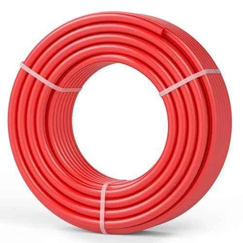 VEVOR PEX-B Pipe 3/4 Inch x 100 Feet, Non-Oxygen Barrier Flexible Pipe Tubing, Red for Hydronic Radiant Floor Heating, Water Plumbing Applications with Cutter& Clamps