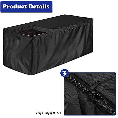 Deck Box Cover Heavy Duty Waterproof Outdoor Ottoman Bench Cover for Keter Large Deck Boxes Rectangular Storage Box Cover with Drawstring and Zipper (62x32x28in)