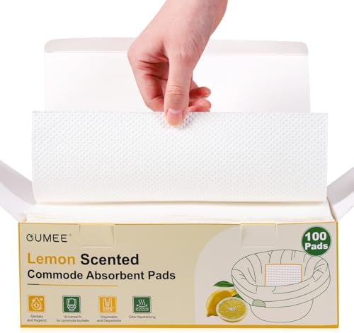 100 PCS Lemon Scented Absorbent Commode Pads for Bedside Commode Bucket, Commode Liner Pads with Absorbent Gel, Potty Liner Pads for Adults Seniors Portable Toilet Pad Bedpans