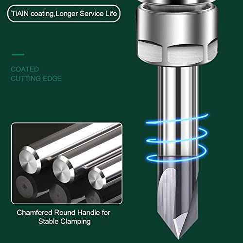 ASNOMY 1Pc 1/8"(3mm) Carbide V Groove Router Bit 90 Degree Chamfer End Mill, 3 Flutes CNC milling Cutter end Mill Bits for CNC Carving and Chamfering