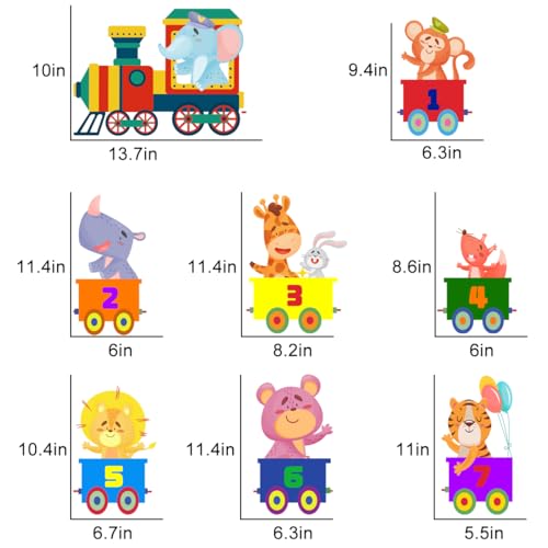 Animals Train Wall Stickers Kids,Nursery Daycare Playroom Wall Decals,Cute Wall Decors for Boy,Girl,Toddler.