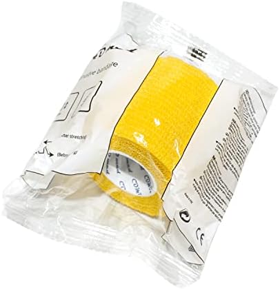 Self Adherent Cohesive Bandage 2"x5 Yards First Aid Bandages Stretch Sport Athletic Wrap Vet Tape for Wrist Ankle Sprain and Swelling,Yellow(24 Rolls)