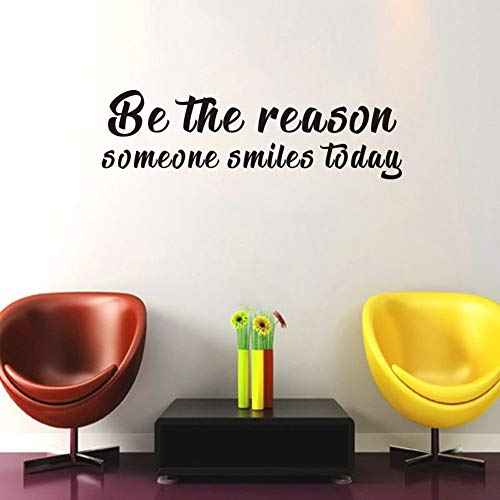 IARTTOP Inspirational Quote Wall Decal, Be The Reason Someone Smiles Today Motivational Saying Stickers,Positive Attitude Vinyl for Bedroom Living Room Classroom Decor,Black