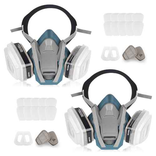 Reusable Respirator Mask with Filters 6001, Half Face Gas Mask For Chemical Spraying Painting Welding Construction