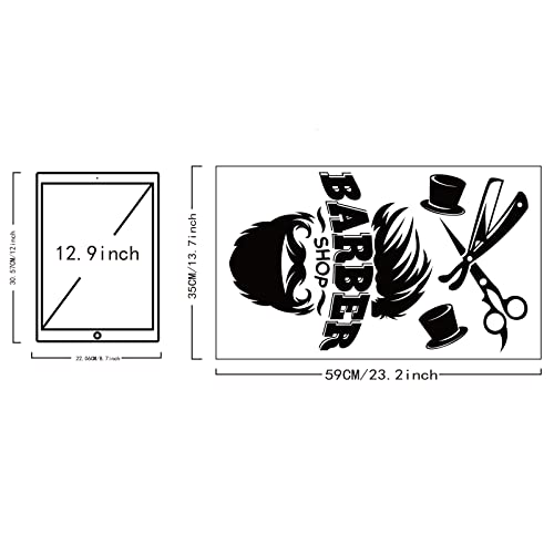 SUPERDANT Barber Shop Wall Sticker Black and White Hairdressing Theme Vinyl Wall Decor Barber Shop Decal Wallpaper Art Stickers for Home Bedroom Living Room Barber Shop Decorations 23.2x13.7in