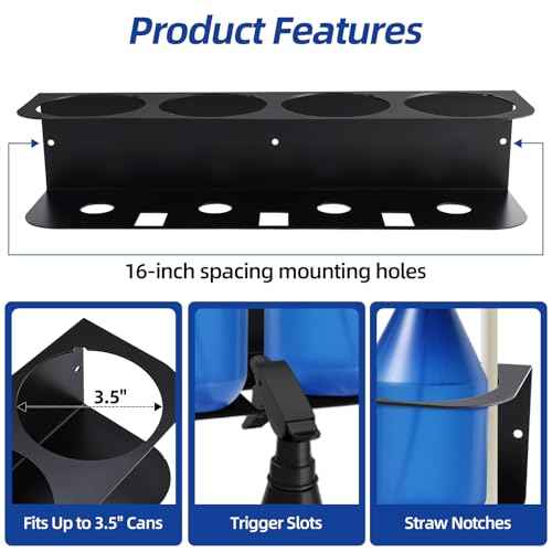 Spray Bottle Holder Wall Mount Metal Spray Can Storage Rack Paint Aerosol Can Organizer for Garage Workshop, 2 Pack