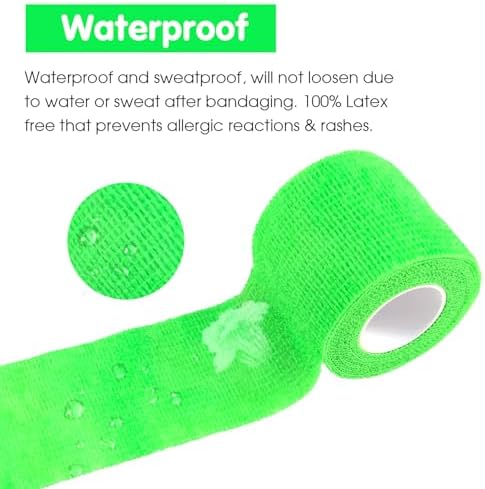 Self Adherent Cohesive Bandage 2"x5 Yards First Aid Bandages Stretch Sport Athletic Wrap Vet Tape for Wrist Ankle Sprain and Swelling,Light Green(6 Rolls)