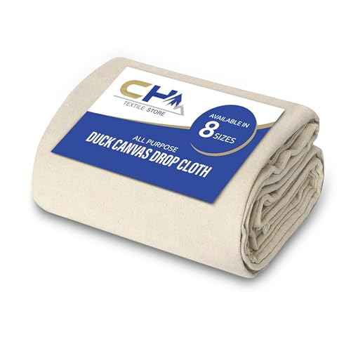 Canvas Painters Drop Cloth (Size 4 x 10 Feet - Pack of 1) - Pure Cotton Paint Drop Cloth for Painting, Curtains, Furniture & Floor Protection - All Purpose Thick Canvas tarp with Double Stitched Edges