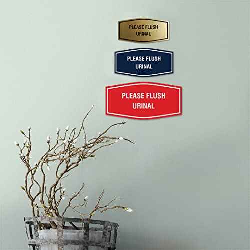 Fancy Please Flush Urinal Sign (Black) - Small