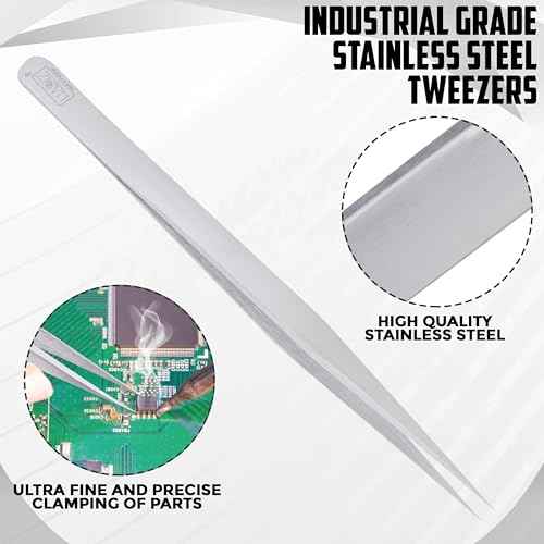 HADIZ Precision Tweezers Stainless Steel Extra Fine Pointed & Curved Tweezer for Craft Hobby Electronics Soldering Experimental Work Jewelry-Making Industrial Tweezer(2 pcs)