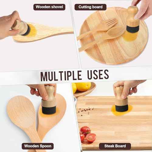 Cutting Board Oil Wax Applicator - 2PCS Bamboo Wood Applicator for Food Grade Mineral Oil Boards, Wooden Butcher Blocks,Spatulas,Spoons,Utensils
