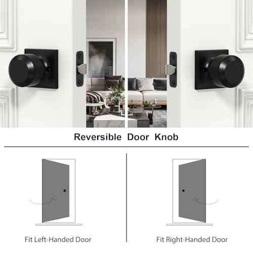 goldenwarm Matte Black Closet Door Knobs, Passage Door Knobs, Black Door Knob Interior No Lock for Closet Hallway 6 Pack