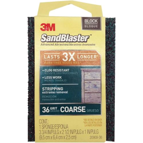 3M SandBlaster Paint Stripping Sanding Sponges, 36/Coarse Grit,