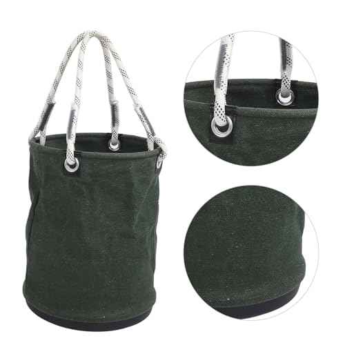 Canvas Bucket, 40x30cm 30KG Load Bearing Canvas Tool Organizer Plastic Bottom Work Bucket Tool Bag Nails Bolts Tool Organizer for Maintenance Work(green)