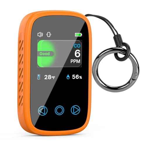 Portable Carbon Monoxide Detector with Alarm Standable & Lanyard, [3-in-1] Co Detector | Humidity |Temperature, Co Gas Monitor Air Quality for Outdoor Camping Travel RV Car