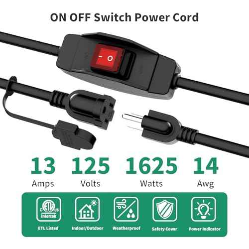KASONIC 3 Prong Extension Cord with Switch, 1625W 13A Grounded Outlets with Safety Cover, 14/3 SJTW Cable On Off Waterproof Switch for Indoor Outdoor Use (100 FT)
