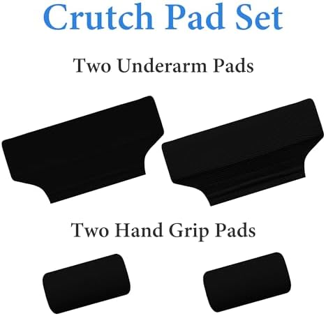 SPRING SEAON Crutches Padding Ice Silk Waffle Pattern Universal Crutch Pads for Armpits and Hand Grips Pads for Crutches Underarm Crutch Cushions Crutch Covers Pillows Crutch Accessories (Black)