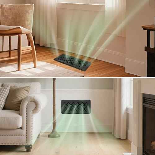 Floor Vent Covers, All Steel Floor Register, 4" x 10" Vent Cover, Decorative Vent Covers for Home Floor and Ceiling, Heavy Duty Steel Air Vent Covers to Walk on(Black, 4 Pack)