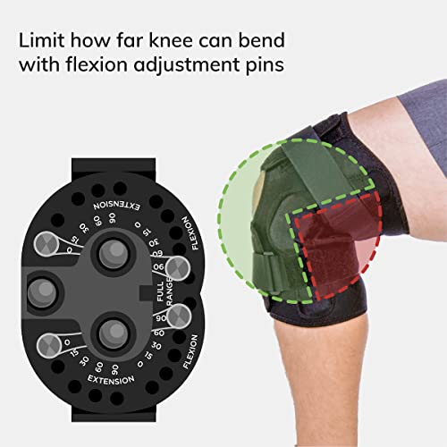 BraceAbility Torn Meniscus ROM Knee Brace - Hinged Post Surgery Support with Flexion Extension Control for Hyperextension and Locking Treatment, Ligament PCL or ACL Tears, Osteoarthritis Relief (S)