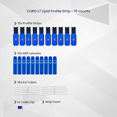 CURO L7 - Cholesterol Multi Test Strips : Included 10 Strips (Device in NOT Included) 10 Qty (TC, TG, HDL & LDL)