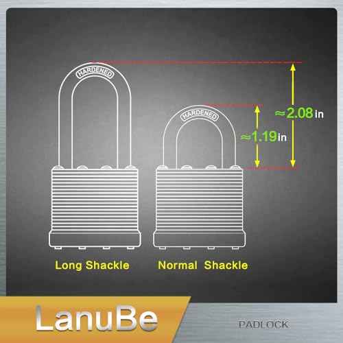 LanuBe Lock Laminated keyed Padlock (1-9/16", 40mm), keyed Alike Locks, Normal Shackle,Marked Black Plastic Hoop, Pack of 12¡¦