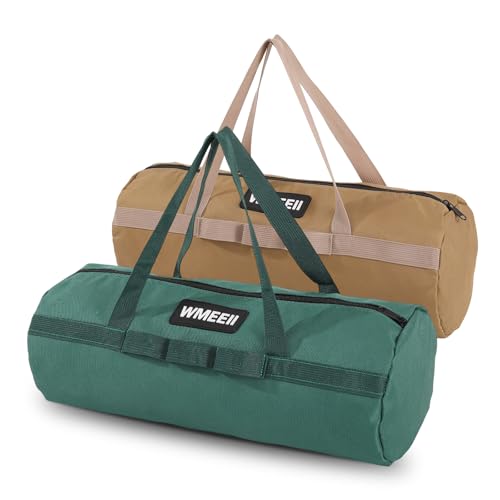18 in Tool Bag Organizer 2 Pack,Wide Mouth Zipper Tool Storage Bag,Large Capacity Tool Bags for Men,Suitable for Tool storage, camping, DIY projects, Green&Khaki