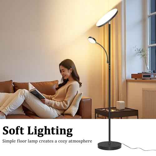 Floor Lamp-42W/4200LM Super Bright Floor Lamp,Dimmable 2-in-1 LED Standing Lamp with Reading Light,69" Tall Standing Lamp with Remote & Touch Control,Modern Floor Lamps for Bedroom,Living Room,Office
