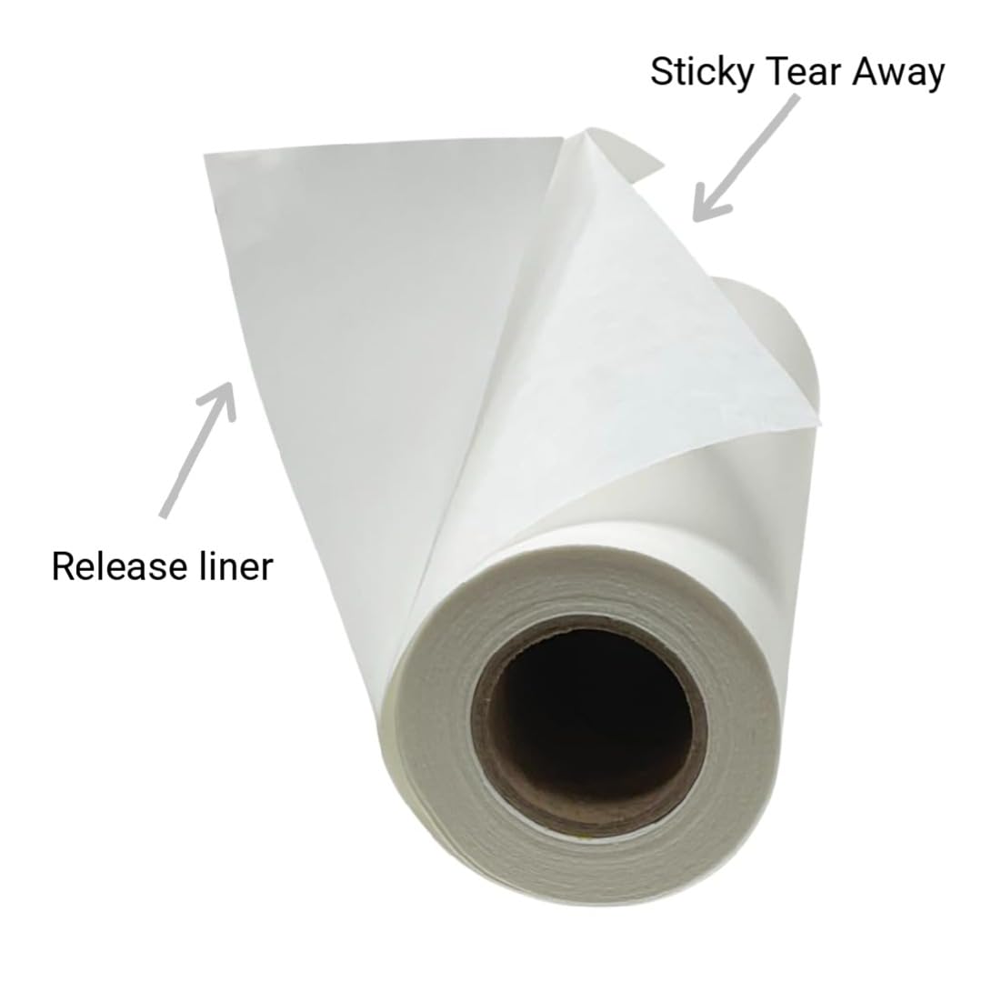 HBI H.B.I. PRODUCTS H.B.I. Peel & Stick Tear Away stabilizer for Embroidery Roll, 10" x 10 Yards, 1.5 oz Embroidery Stabilizer, Embroidery Backing for Machine, Tear Away Embroidery Stabilizer Roll.