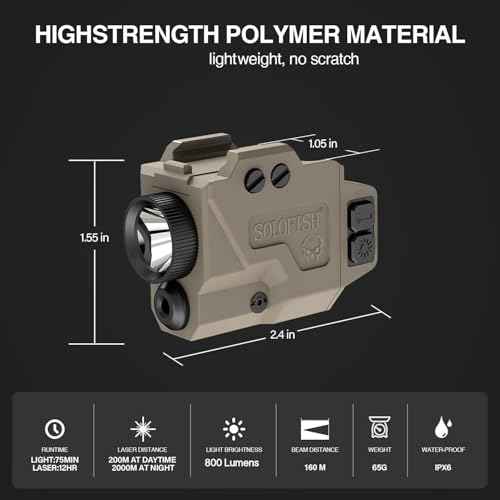 SOLOFISH Low Profile Beams for Guns, Magnetic Rechargeable Green Blue Red Beam for Pistol Handgun, Shockproof Compatible with Glock 17 19