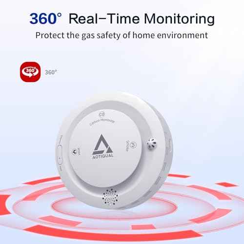 Smoke and Carbon Monoxide and Heat Detector 3-in-1 CO/Smoke/Temp Alarm 10-Year Battery, 85dB Voice Alert, Explosion-Proof ABS, Easy Installation Home Safety Device (Includes AA Batteries)