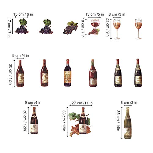 decalmile Farmhouse Style Kitchen Wall Decals Grape Fruit Wall Stickers Dining Room Living Room Bar Kitchen Wall Decor(Bottle Size: 12" to 14")