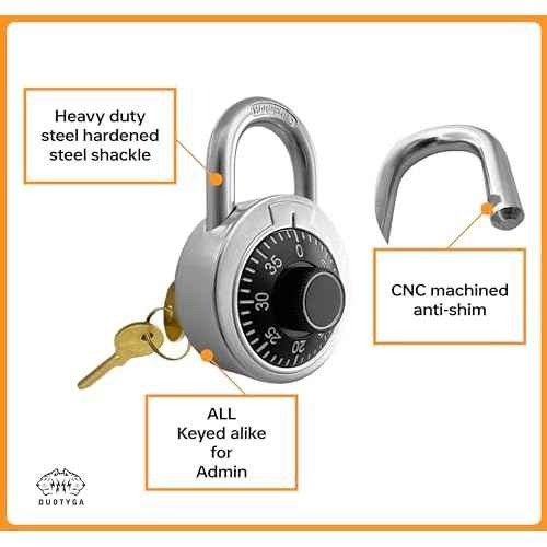 Combination Padlock with Key, 2 Pack 2 Keyed Alike Matching Key, Combination Locker Lock for Toolbox, School and Gym Locker, Employee and Case, Black