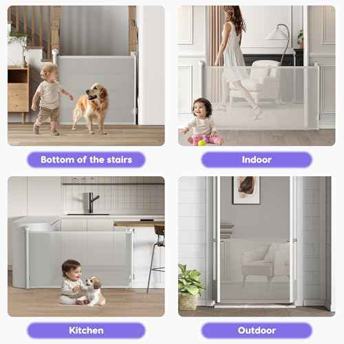 Retractable Baby Gate, Baby Gate for Stairs Auto-Lock, Dog Gates for Doorways Safety, Extends to 34.5x55in, White