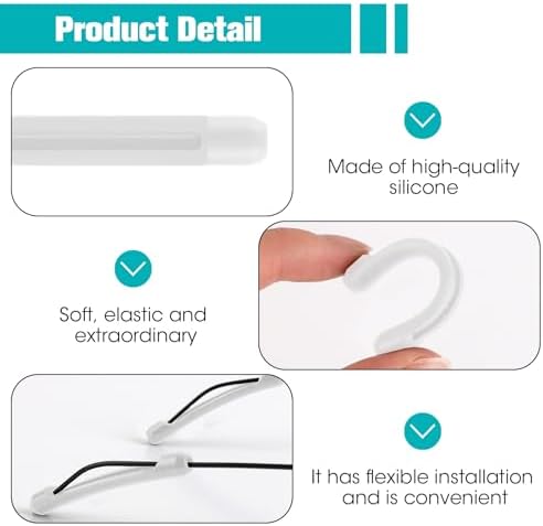 Silicone Glasses Ear Grips, Anti-Slip Elastic Glasses Ear Cushions, Eyeglasses Temple Tips Cushions Sleeve Retainer