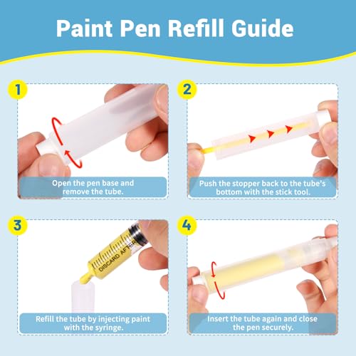 Touch Up Paint Pen Set 3PCS Refillable Paint Touch Up Pens Fillable with Pointed, Round & Flat Tips Multi-Surface Brushes for Walls, Furniture, Cabinets, Wood, and DIY Projects