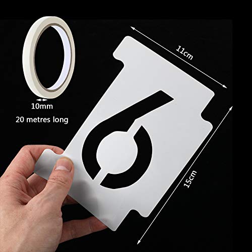 Curb Stencil Kit 0-9 Numbers Stencils Kit 14 Mil Plastic and 4 Inch Tall Numbers with Masking Tape for Mailbox Address Painting(21 Pieces)