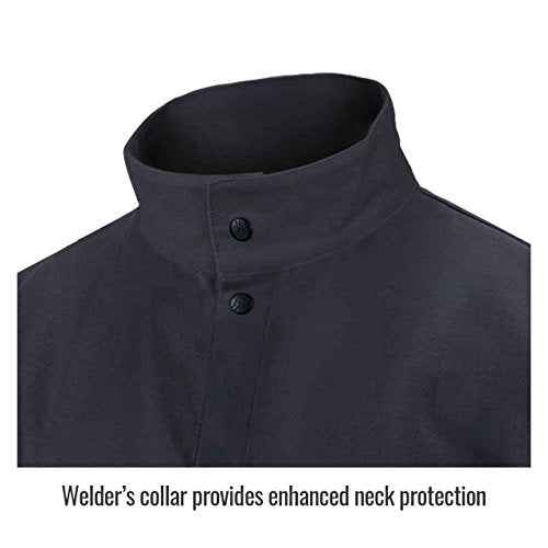 Black Stallion FBK9-30C Flame-Resistant Cotton Welding Jacket, Black, X-Large