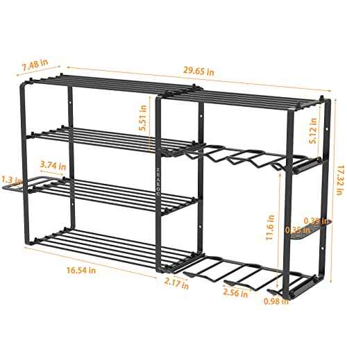 Power Tool Organizer Wall Mount, Heavy Duty Cordless Tool Storage Drill Rack, 5 Layers Garage Organization Tool Shelf with Tool Holder, Birthday Christmas Gift for Men Husband Dad Father