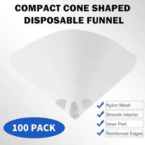 100 Pack of Paint Strainers, Paint Filter Paper Cone Screen Filters, 190 Micron Ultra-Flow Nylon Fine Mesh for Paint Spray Guns,Cars, Furniture, DIY Painting