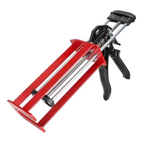 Epoxy Gun Dual Cartridge Applicator 450mL/600mL/650mL, Manual 1:1 & 2:1 Ratio, High-Thrust 2-Part Adhesive Dispenser for Epoxy, Urethane, Acrylic, Panel Bonding & Plastic Repair, Red