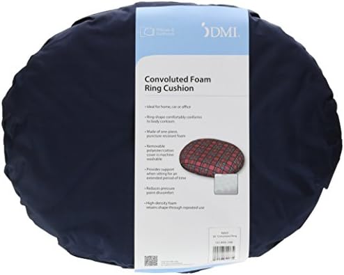 DMI 16-inch Convoluted Molded Foam Ring Donut Pillow Seat Cushion for Hemorrhoids, Back Pain, Tailbone Relief Cushion, Navy (Pack of 4)