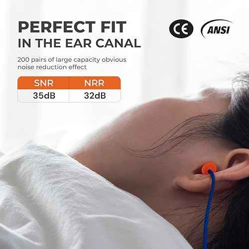 ATERET Earplugs 100 Pairs I 32db Noise Cancelling Soft Disposable Corded Ear Plugs I Safety Hearing Protection for Travel Concert Hunting Shooting Range Work Construction
