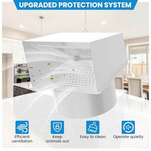 6" Metal Hooded Wall Vent with Screen and Damper, Exhaust Vent Cover Outside, Exterior Vent Cover for Dryer Vent Kitchen Range Hood Outdoor Air Exhaust (6 Inch-White)