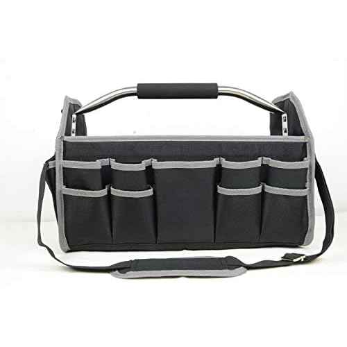 16"Open Tool Tote Collapsible bag with Shoulder Strap Portable Waterproof Tool Organizer Made Oxford Cloth with Suitable for Electrician, Carpenter
